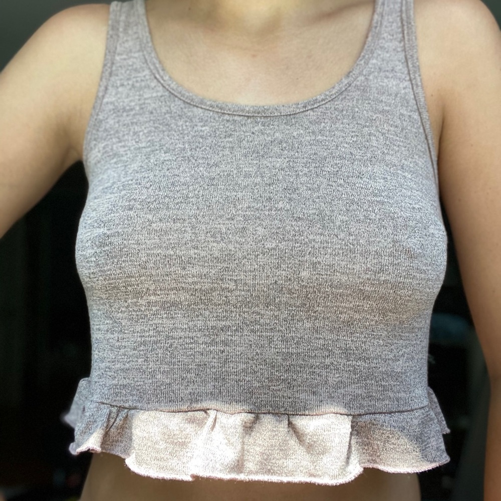 Dusty Pink Crop top with Ruffle detail